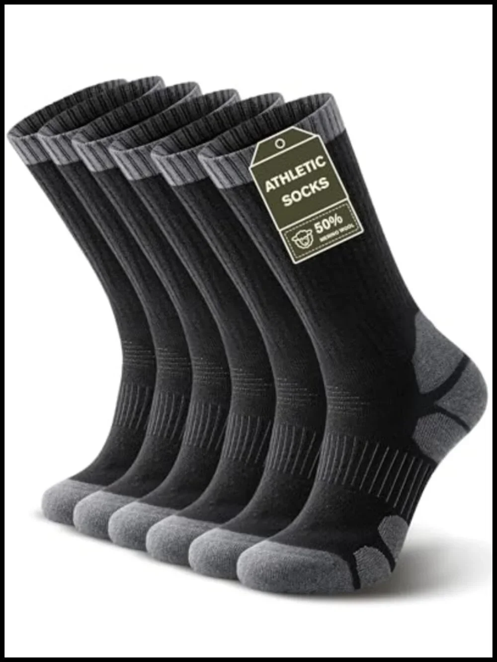 Merino Wool Hiking Socks, Moisture Wicking Anti-Blister Running Socks for Men